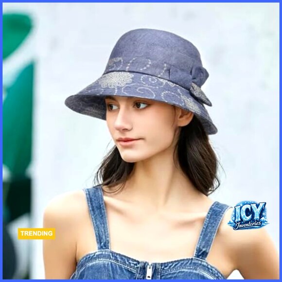 Vintage Bucket Hat Foldable Wide Brim Floral Print Cotton Polyester main image 4